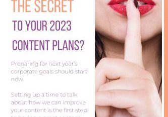Blog graphic explaining the secret to 2023 content marketing plans according to Gatekeeper Communications in Ipswich